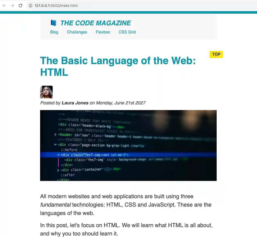 HTML CSS website build project thumbnail