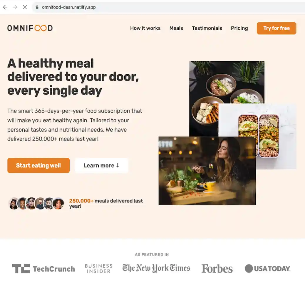 omnifood website build project thumbnail